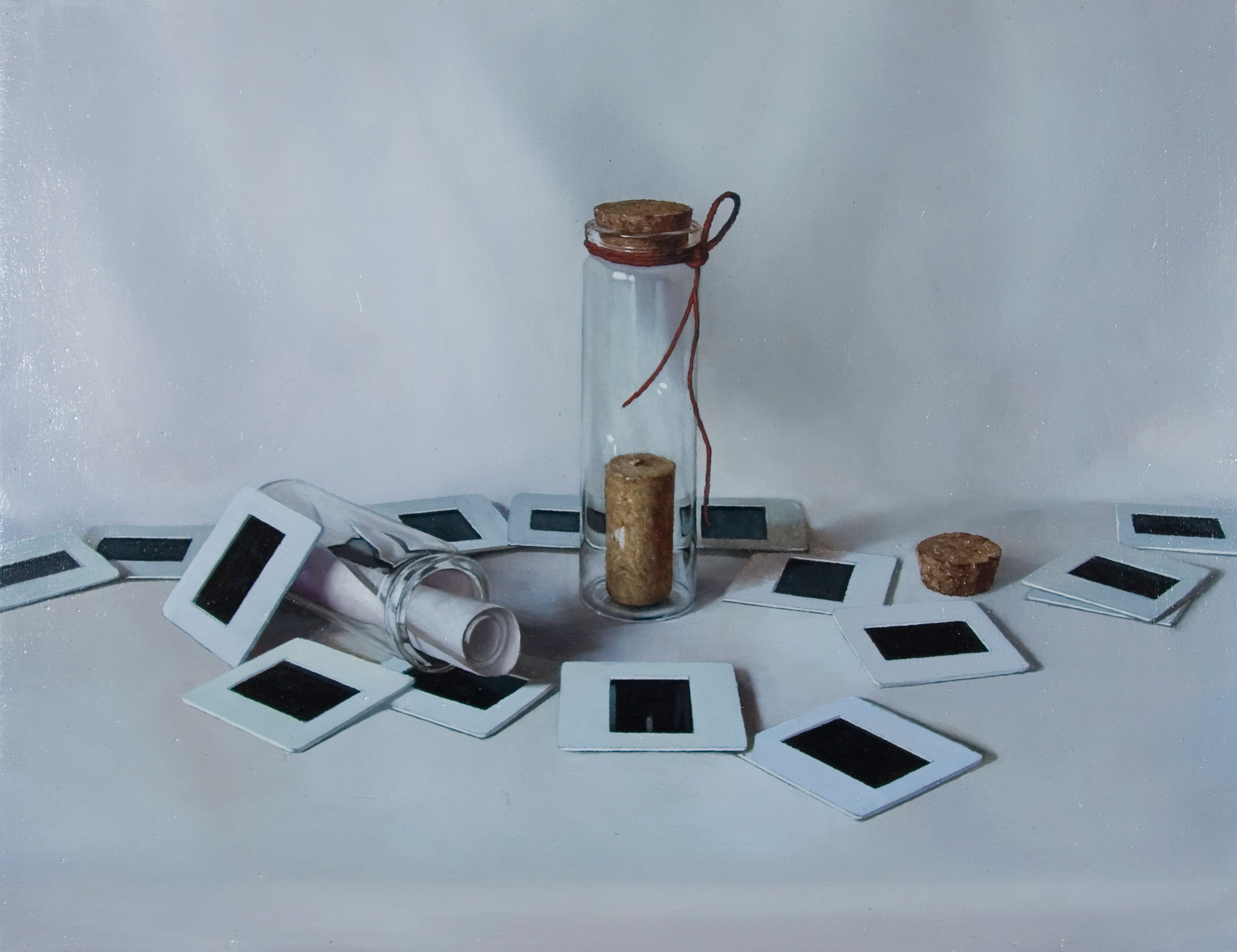 Expressed through Objects|借物抒情作品-Dossier|被記錄的事件|,Oil on linen mounted on
								panel|油彩木板裱麻,35 x 27 cm|2009